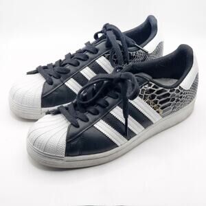 Adidas Superstar Sneakers Black White Animal Print Size 8 Streetwear Retro